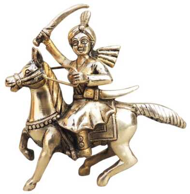 Brass Showpiece Maharani Laxmi Bai Statue Jhansi Ki Rani Idol Home Office 7.5 In