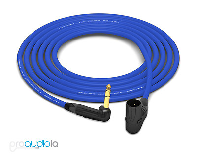 Mogami 2549 Cable | Neutrik Gold 90º XLR-M to 90º TRS | Blue 1