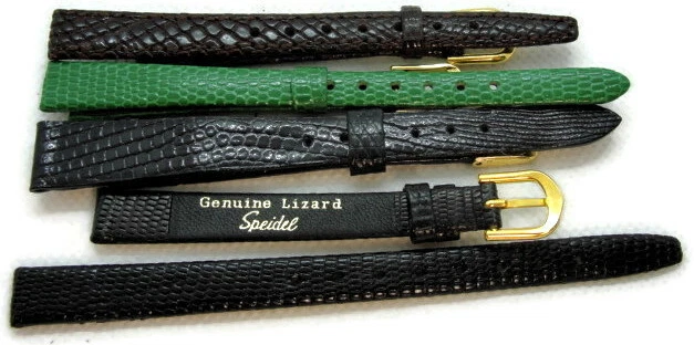 Pulseira de relógio de couro Speidel lagarto crocodilo preto marrom verde vermelho 6mm - 16mm vintage - Imagem 2 de 3