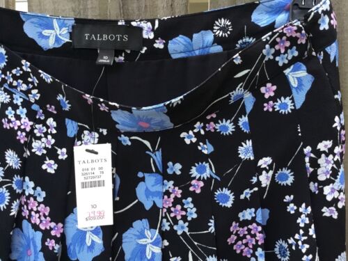 New Women’s Talbots Black, Blue Floral Pleated Midi Skirt Size 10 - Picture 2 of 3
