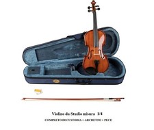 VIOLINO MISURA 1/4  PER BAMBINO DA STUDIO KIT CON CUSTODIA + ARCHETTO + PECE