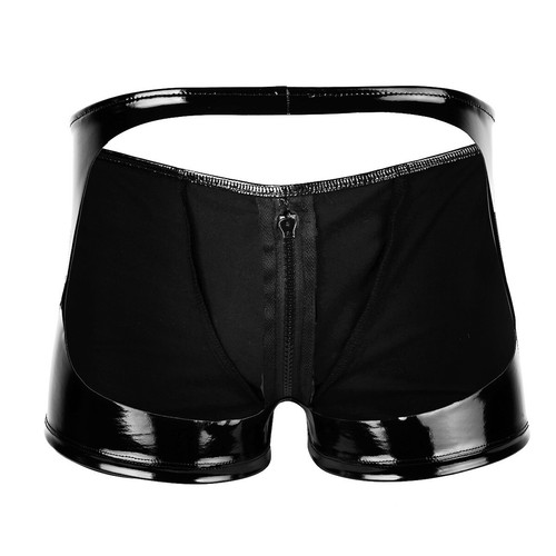 Men's Faux Leather Boxer Briefs Wet Look Trunks Underwear Lingerie Clubwear AU - Picture 25 of 31