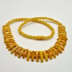 VINTAGE GENUINE BALTIC AMBER STONE EGG YOLK COLOR CHOKER NECKLACE