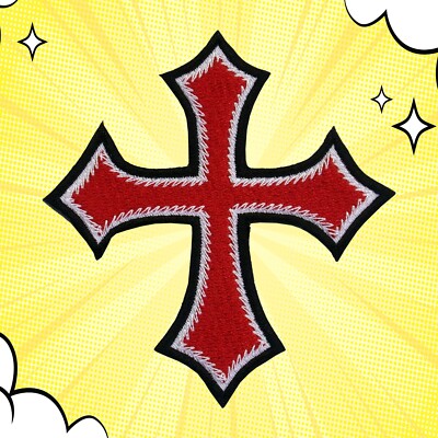 Knight Templar Cross Patch Medieval Coat of Arms Embroidered Iron-On Badge