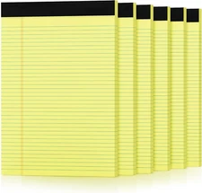 6 Pack Yellow Legal Pads 8.5 x 11 College Ruled Lined Writing Note Pads 8.5 x 11