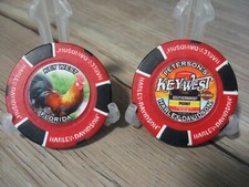 1 Genuine Harley Davidson Emblem Poker Chip - Key West Florida - Red & Black