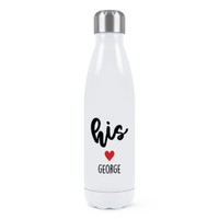 Personalisiert His Herz Doppelwand Wasserflasche Liebe Freund Ehemann Geburtstag
