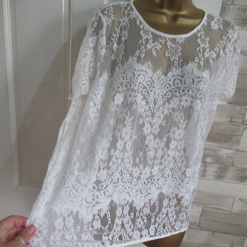 NEXT ● size 14 ● white lace see through blouse top womens ladies - Picture 4 of 6