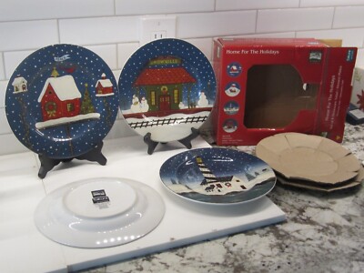 Sakura Warren Kimble Home For The Holidays Christmas Salad Dessert Plates New!