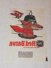 VTG 1960S THE RED BARON PREMIUM GIVE AWAY PROMOTIONAL IRON ON TRANSFER UNUSED