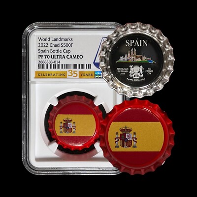 チャド共和国　500フラン銀貨（ペプシボトルキャップ）NGC PF70UC Chad. 2022, 500 Francs, Silver - NGC PF70 - Top Pop