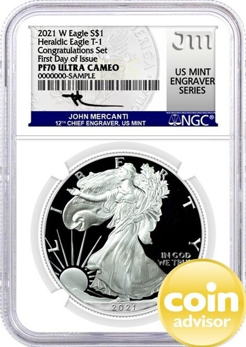 2021 W $1 Proof Silver Eagle Type 1 Congratulations Set NGC PF70