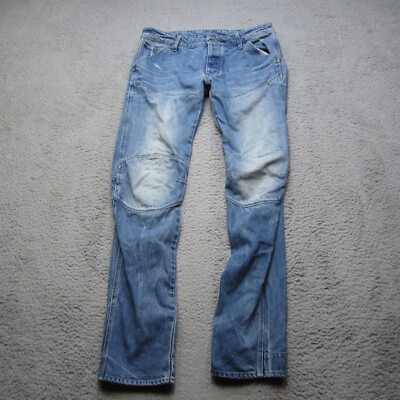 G Star Raw Jeans Mens 33 3D Low Tapered Faded Button Fly Stretch Denim