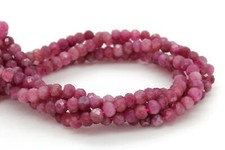 Natural Pink Tourmaline Faceted Rondelle Gemstone Beads - 3mm x 4mm - RDF34