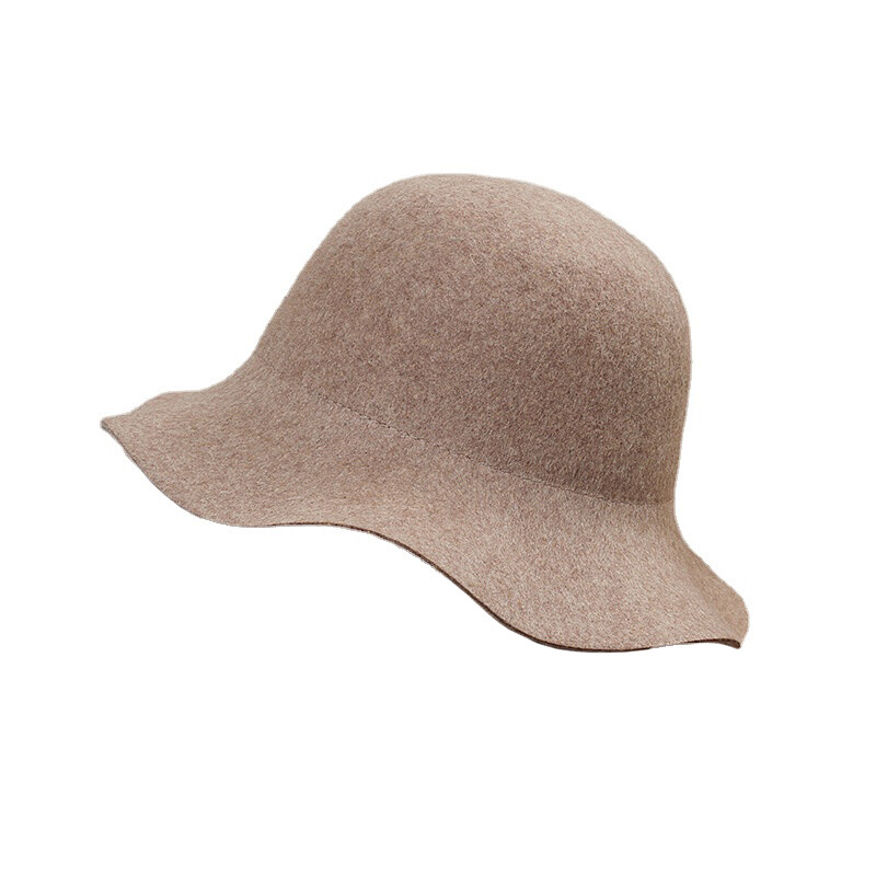Vintage Lady Wool Blend Hat Felt Bucket Bowler Hat Wide Brim  display picture 2