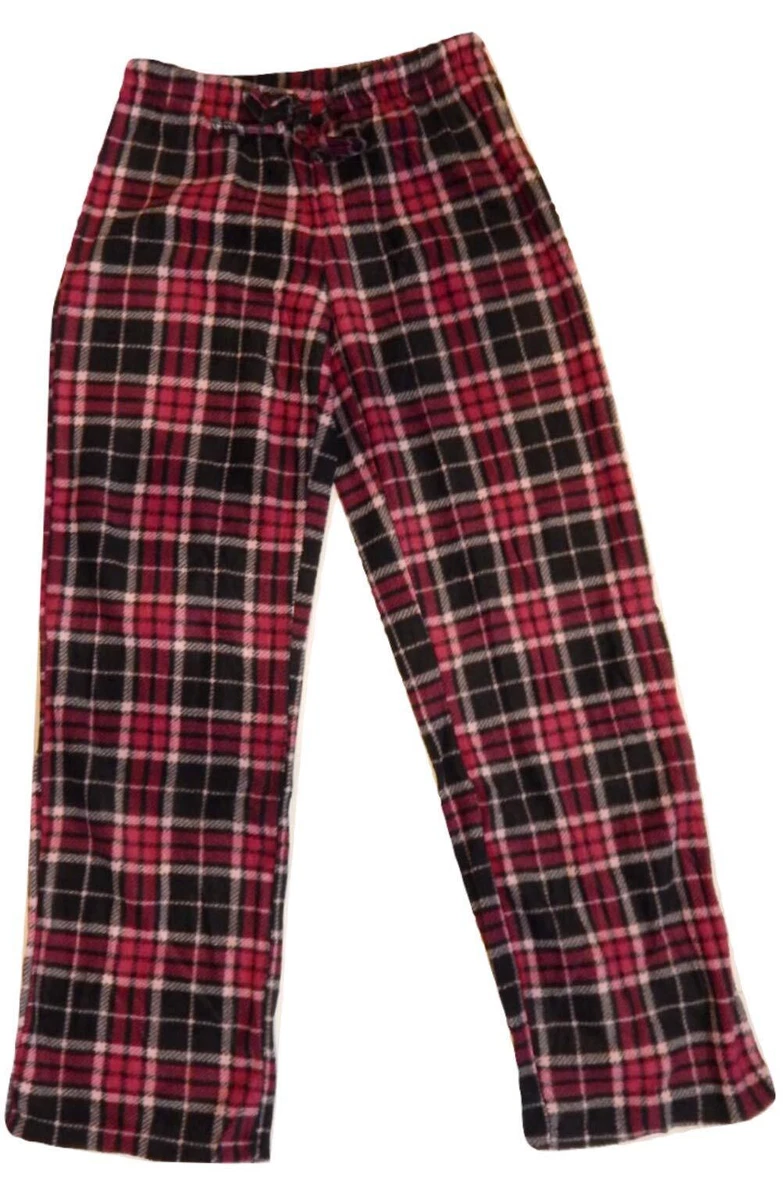 Women's Plaid Flannel Pajama Pants, Pink-Black Lounge Sleep Bottom