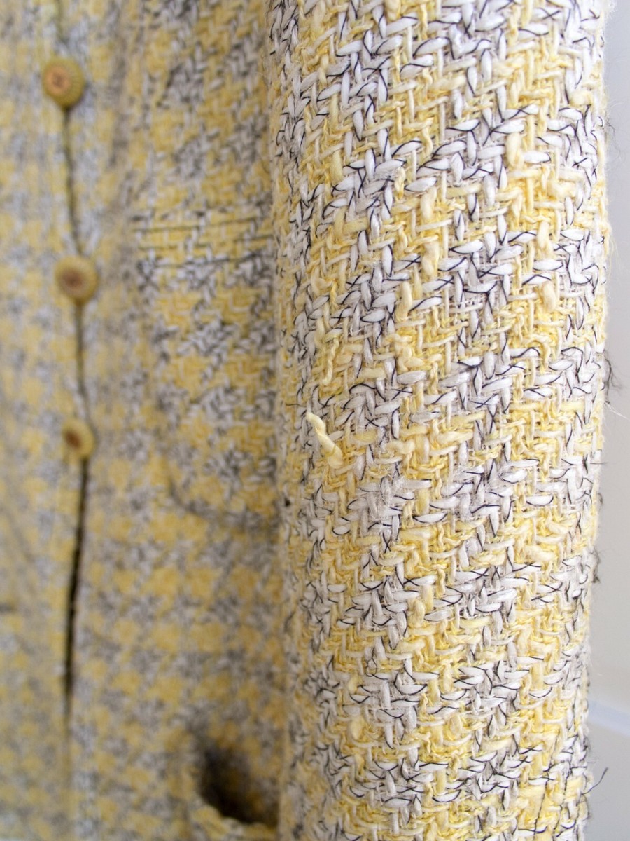Iconic Chanel Vintage Spring 1993 Yellow Gray Houndstooth