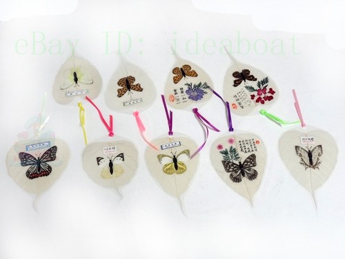 6/12/24/48PCS Real Butterfly Wings & Plant Specimen Leaf Shaped Film Bookmarks - Picture 3 of 7