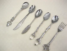 Stainless Steel Miniature Spoons (5) & Fork (1) Lot NEW Hors d' Oeuvres