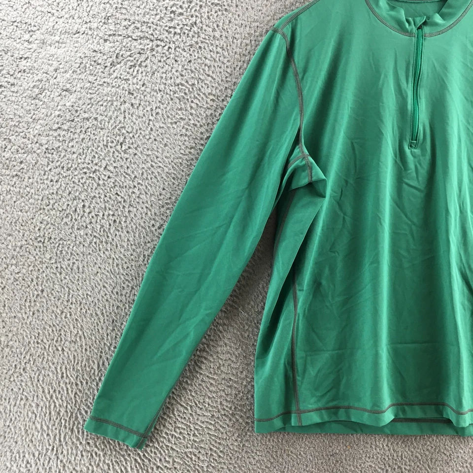 Camisa deportiva Lands End media cremallera para hombre L verde manga larga cuello falso pulóver Foto 4 de 4