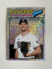 2026 Topps Heritage Silver Sparkle 244 Evan Carter, Texas Rangers