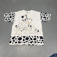 Men's Large L Vintage 90's Disney 101 Dalmatians Promo T-Shirt AOP White