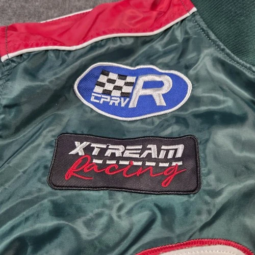 Copper Rivet Racing Bomber Jacket Mens XL Green White Speed Freak Streetwear image 4