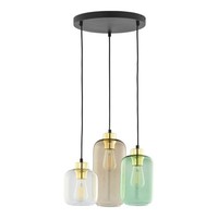 Pendelleuchte Glas 3-Flammig HöHenverstellbar Bis 100 Cm E27 HäNgelampe Esstisch