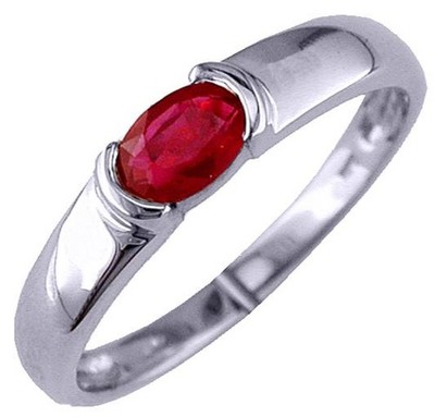 ESTATE .55CT AAA RUBY 14KT WHITE GOLD 3D CLASSIC OVAL SEMI BEZEL FRIENDSHIP RING