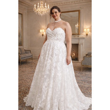 Jenny Yoo Madeline Floral Lace Strapless Wedding Dress Anthropologie Size 22