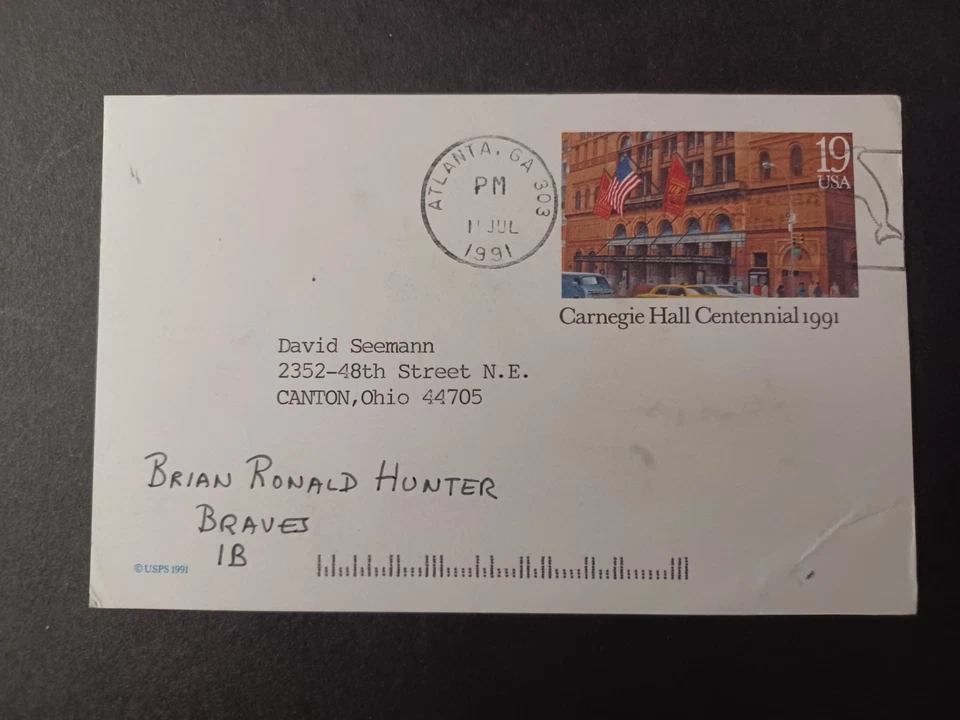 Postal del gobierno firmada por Brian Hunter GPC - Bravos, Piratas, Rojos, Cardenales Foto 2 de 2