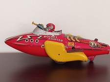 Vintage 1930's Marx Flash Gordon Sparkling Rocket Fighter Ship Wind-Up Tin Toy