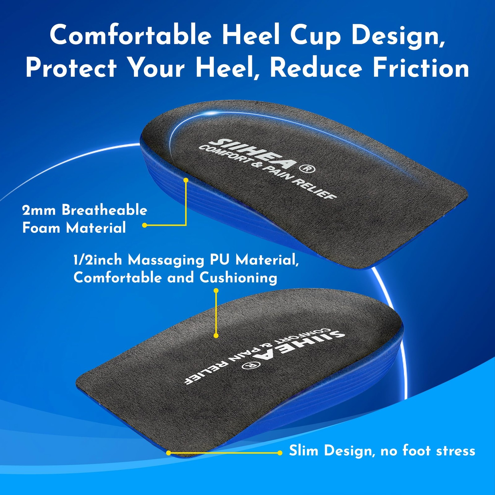 SIIHEA 1/2 inch Heel Pads Cushions for Shock Absorption, Heel Lifts ...