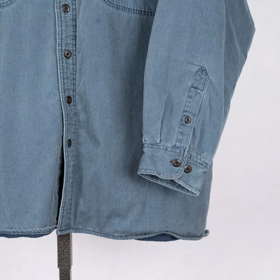Wolverine Fleece Lined Denim / Chambray Workwear Shirt Shacket Men's 2XL Blue - Image 3 of 4