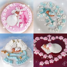 Taufdeko Taufe Kreuz Babyschuhe Flügel Tortendeko Babyparty Geburt Fondant 