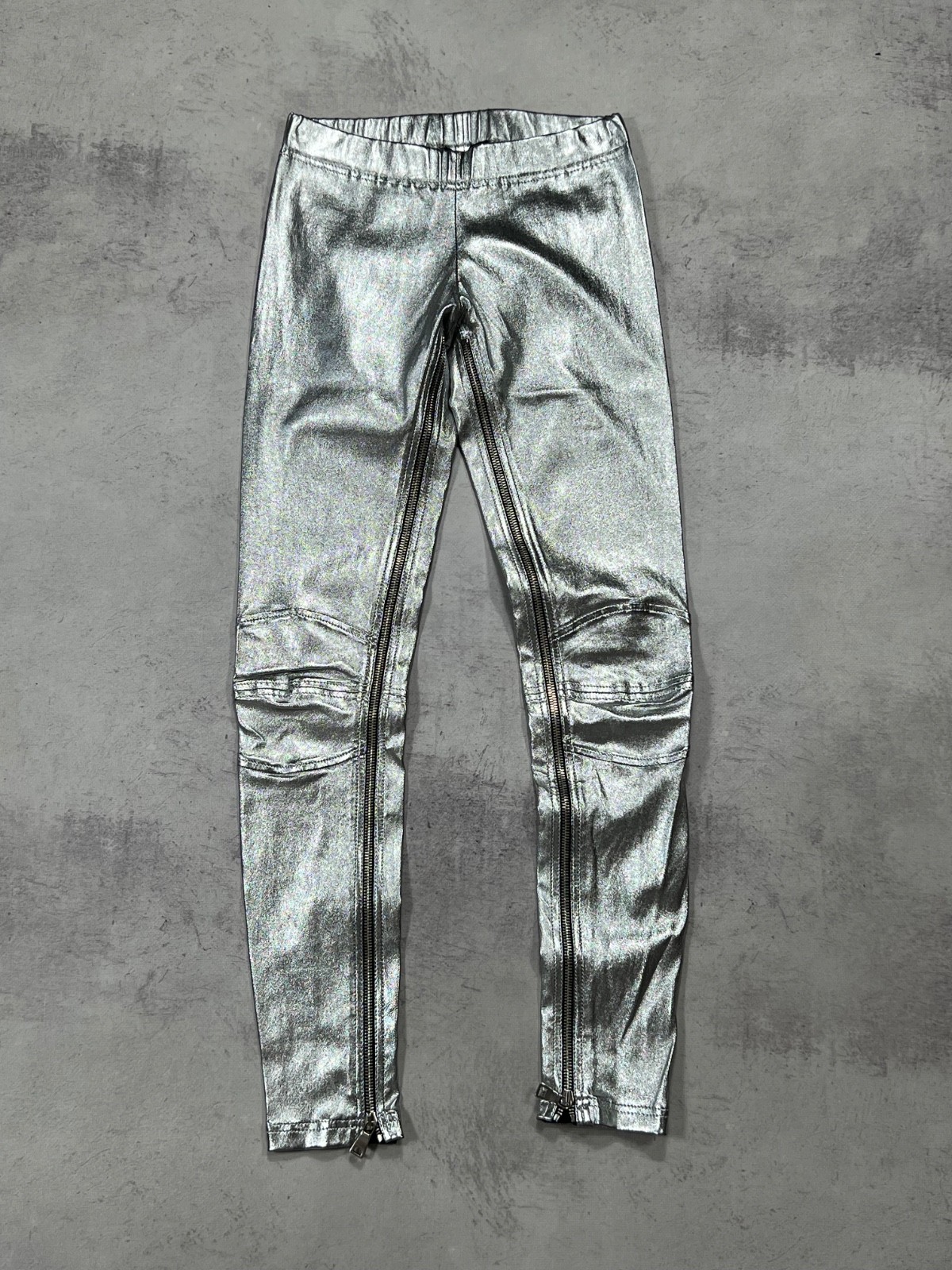 Balmain Paris Metallic Silver Lambskin Leather Biker … - Gem