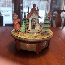 Anri Thorens Witch/Hansel & Gretel Wooden Music Box, Plays Moon River, Excellent