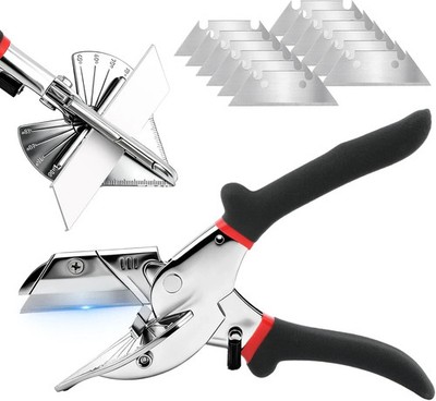 Multi Angle Miter Shear Cutter Hand Tools with 12Pcs Replacement Sharp Blades