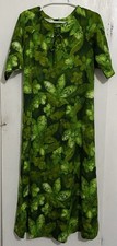 Vintage Liberty House of Hawaii Long Green Flower Dress Mumu Size 8