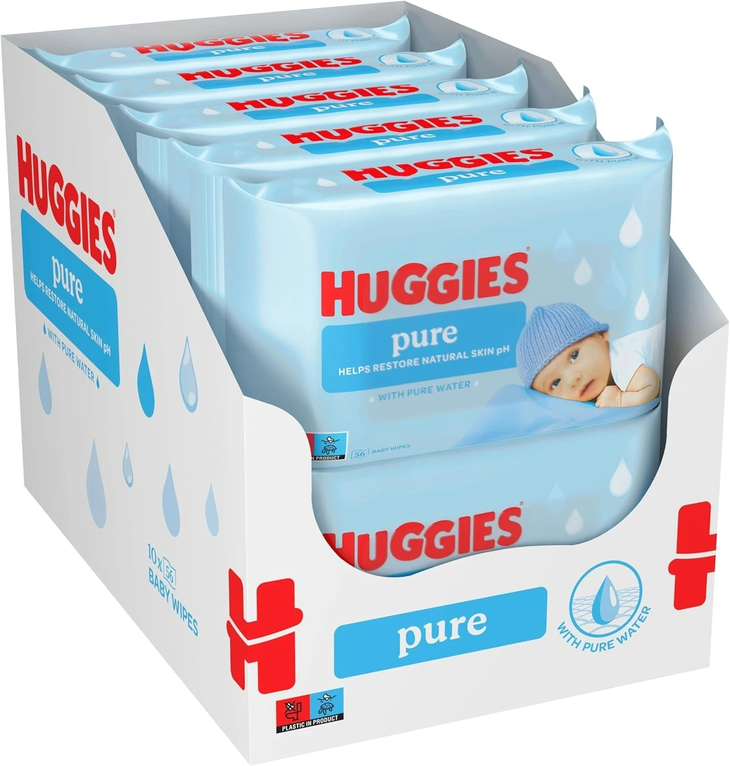 Huggies Pure Baby Wipes - 10 packs of 56 wipes