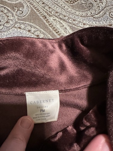 Luxury Velvet Velour Robe Cabernet Petite M Full Zip Front Plush High Quality - Picture 2 of 6