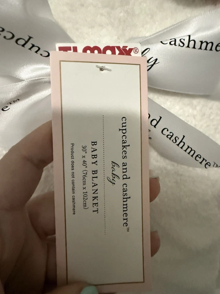 Manta Bebé Cupcakes y Cachemira Blanca Rosa Corazones Acogedora Difusa NUEVA 30"x40" Foto 2 de 3