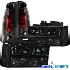 Fit 1994-1998 Gmc Ck 1500 Sierra Headlight Corner Bumper Light Tail Light Smoke