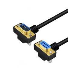 3.28FT DB9 9 Pin to Female Up Right Angle RS232 Serial Port Gold Plated Exten...