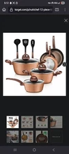 NutriChef 12-Piece Kitchenware Pots & Pans Set – Brown Heat-Resistant Lacquer