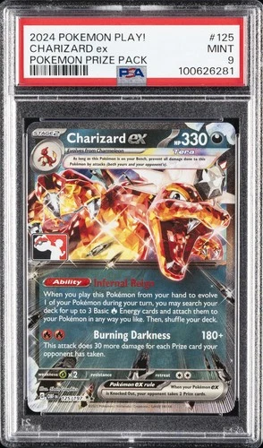 2024-2025 POKEMON PLAY! POKEMON PRIZE PACK #125 CHARIZARD EX PSA 9