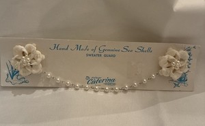 VIntage Sweater Guard Jewelry By Caterina Hand Made W/Real Sea Shells NIP