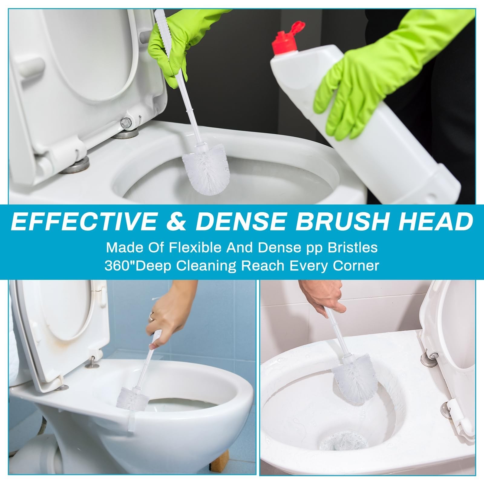 6 Sets Toilet Brush and Holder Toilet Cleaner Brush Set for Bathroom Toilet B...