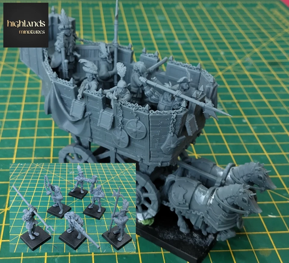Highlands Miniatures Sunland Wittemberg War Wagon (Now With New Crew Options)