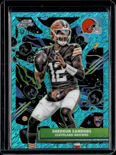 2025 Topps Chrome Cosmic #127 Shedeur Sanders Aqua Equinox Refractor #/199